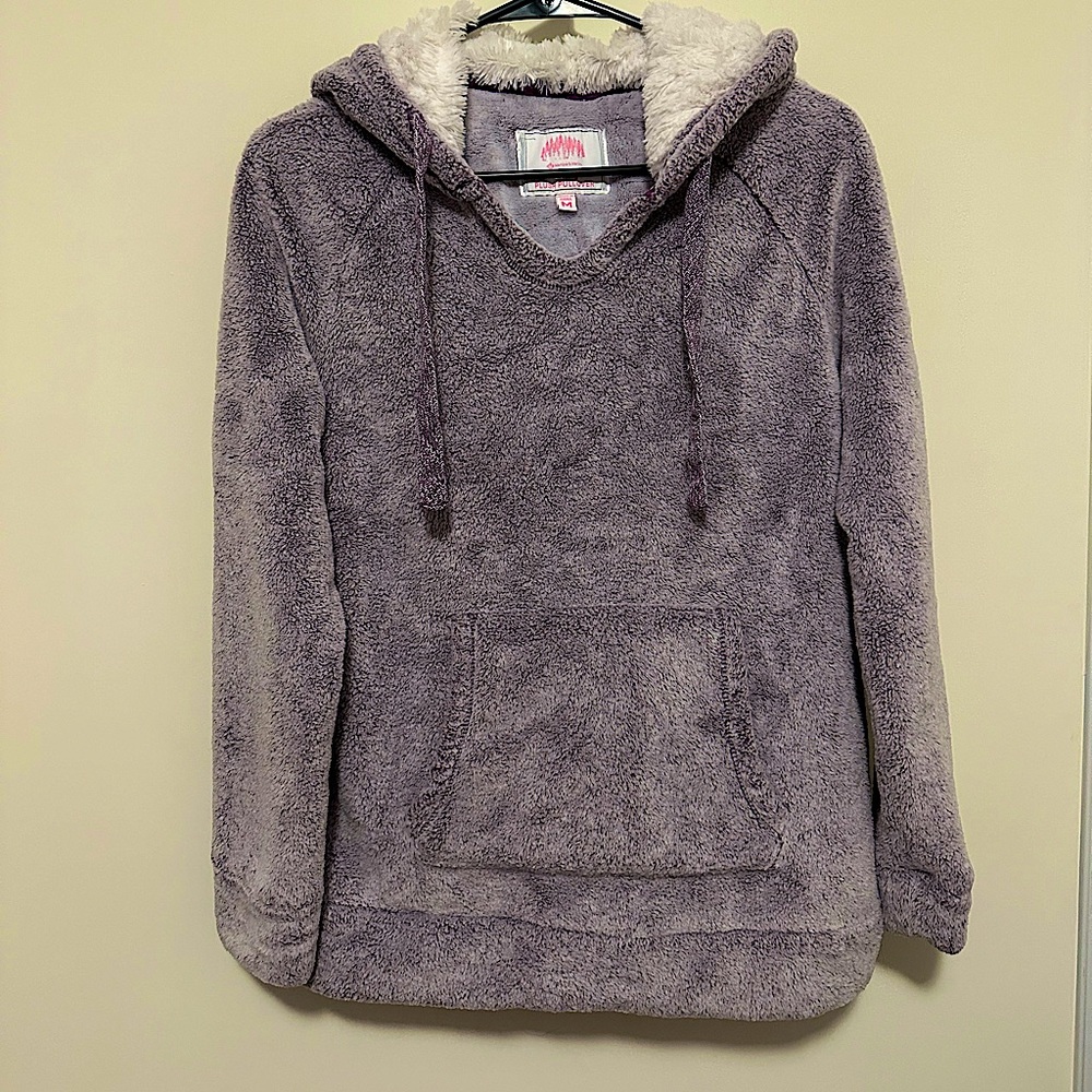 Cozy Plush Hoodie - Lavender Faux-Sherpa Women's Top